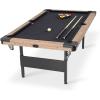GoSports 6, 7, or 8 ft Billiards Tables – No Assembly, Choose Your Color – Portable Pool Table Includes Full Set of Balls, 2 Cue Sticks, Chalk and Felt Brush(7 ft Oak)