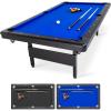 GoSports 6, 7, or 8 ft Billiards Tables – No Assembly, Choose Your Color – Portable Pool Table Includes Full Set of Balls, 2 Cue Sticks, Chalk and Felt Brush(8 ft Blue)