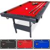 GoSports 6, 7, or 8 ft Billiards Tables – No Assembly, Choose Your Color – Portable Pool Table Includes Full Set of Balls, 2 Cue Sticks, Chalk and Felt Brush(6ft Red)