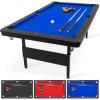 GoSports 6, 7, or 8 ft Billiards Tables – No Assembly, Choose Your Color – Portable Pool Table Includes Full Set of Balls, 2 Cue Sticks, Chalk and Felt Brush(7ft Blue)