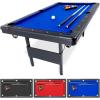 GoSports 6, 7, or 8 ft Billiards Tables – No Assembly, Choose Your Color – Portable Pool Table Includes Full Set of Balls, 2 Cue Sticks, Chalk and Felt Brush(6ft Blue)