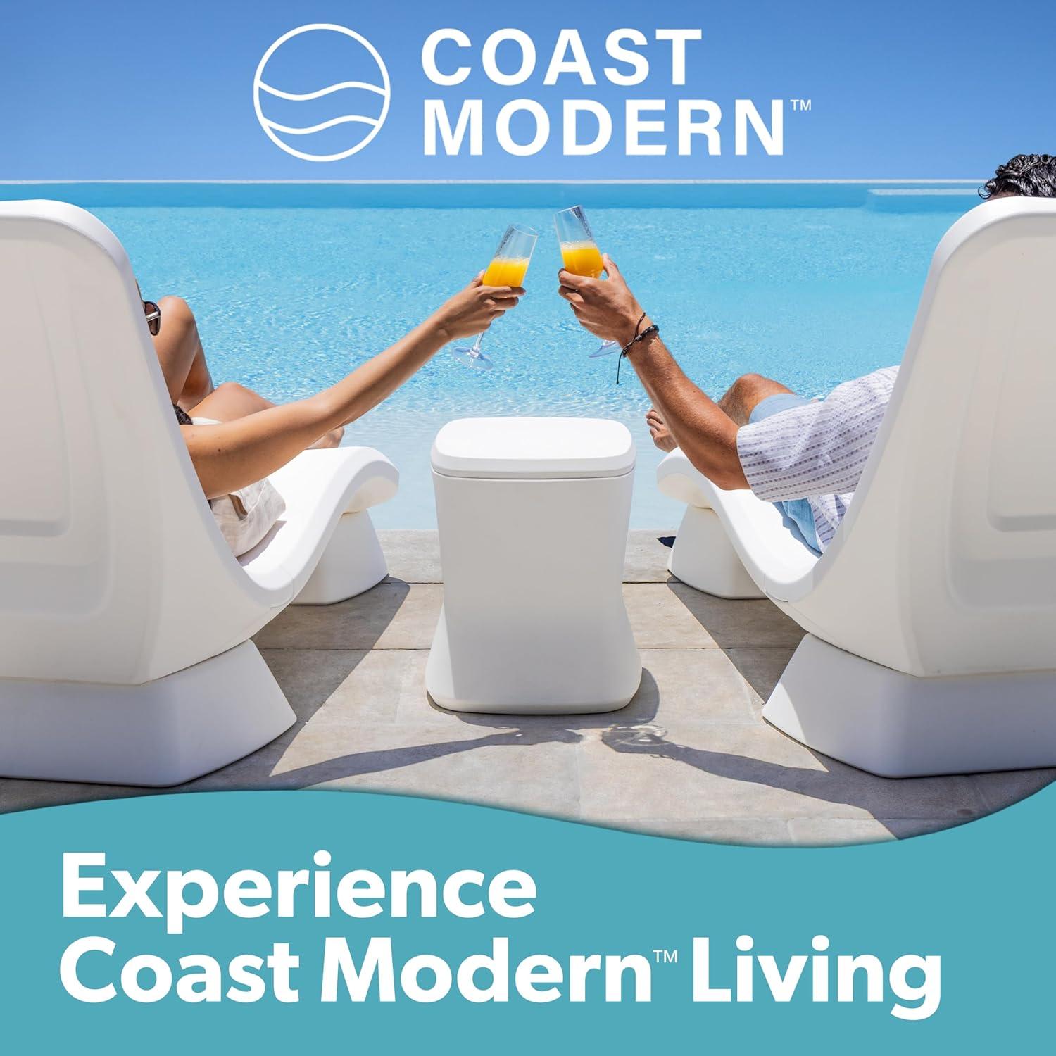 imageCoast Modern Outdoor Side Table Cooler 2 in 1 Patio Decor Storage Table ampamp Ice Chest 25 QT White Gray Sand Stone BlueWhite