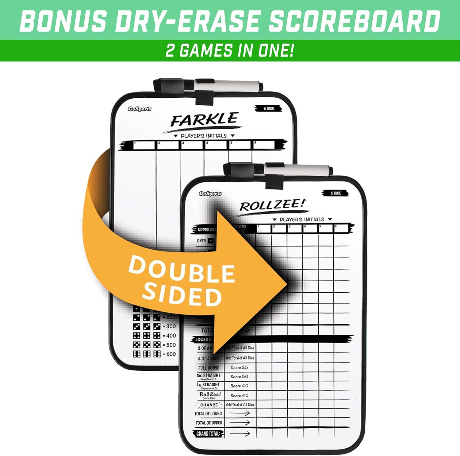 imageGoSports Giant 35 Inch Red Foam Playing Dice Set with Scoreboard Includes 6 Dice DryErase Scoreboard and Carrying Case