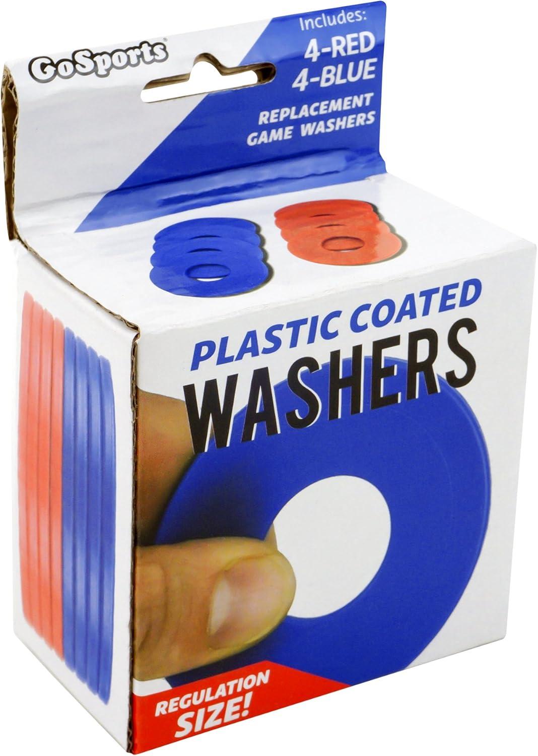 imageGoSports Replacement Washers Set of 8 for Washer Toss Game Choose Bottle Opener Plastic Coated Metal or Plastic Coated SteelPlastic Coated Metal