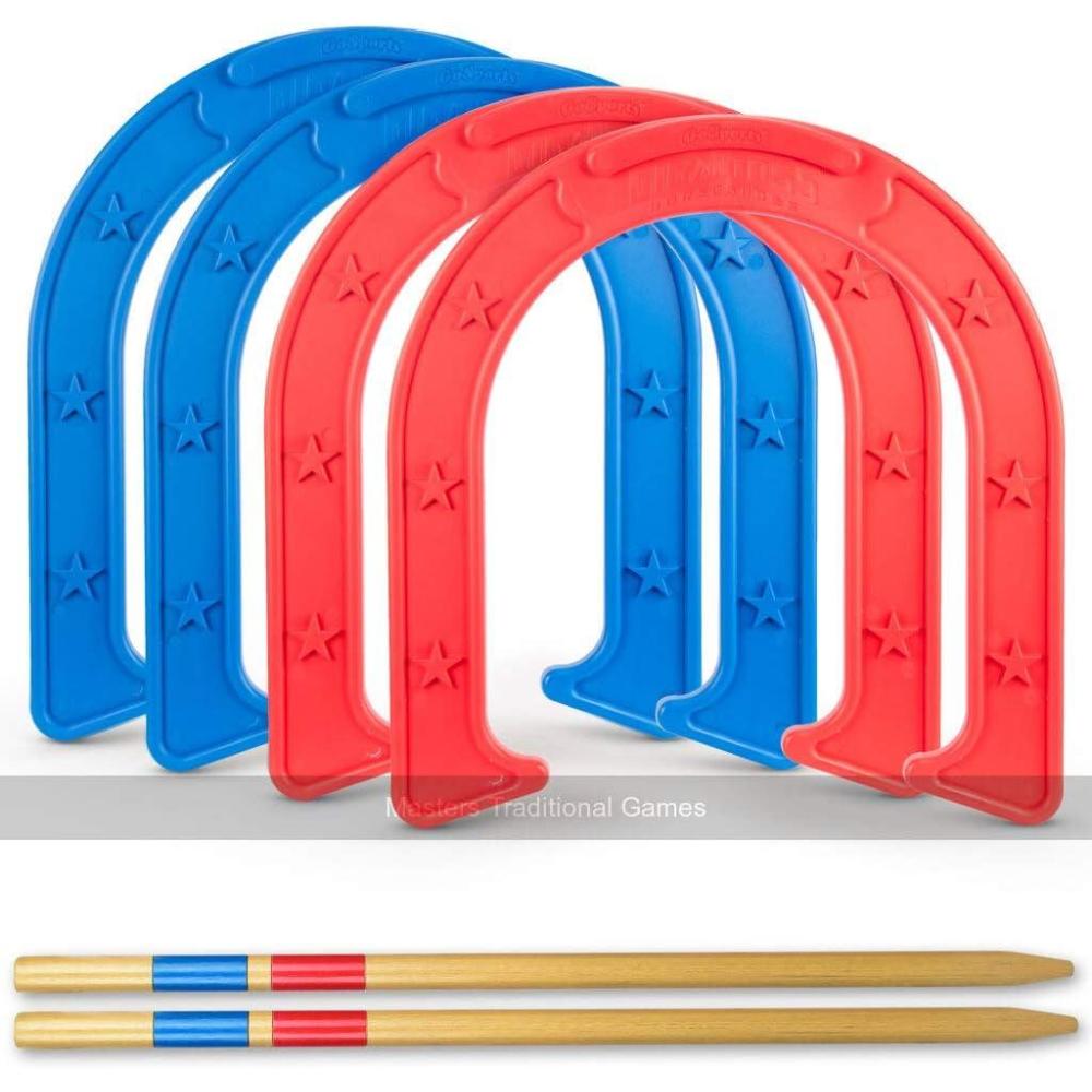 imageGoSports Giant Horseshoes Set  Made from Durable Plastic with Wooden Stakes