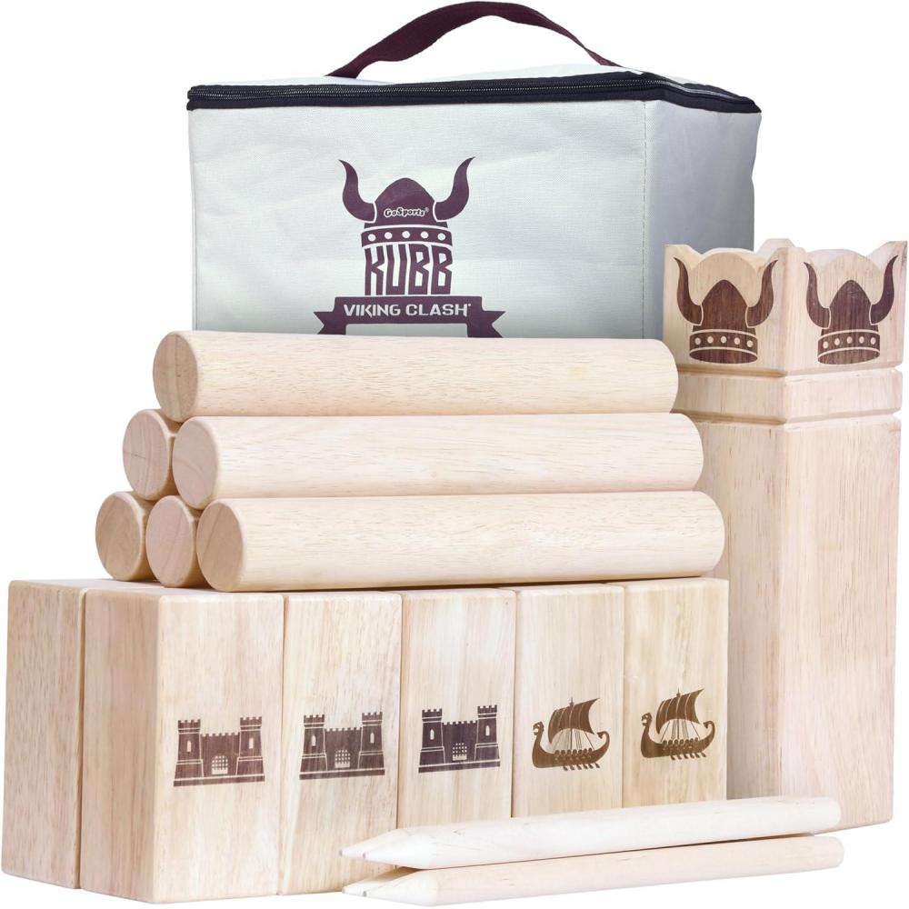 imageGoSports Kubb Yard Game Set Choose Regulation or Backyard Kuub Viking Chess Outdoor GameNatural Wood