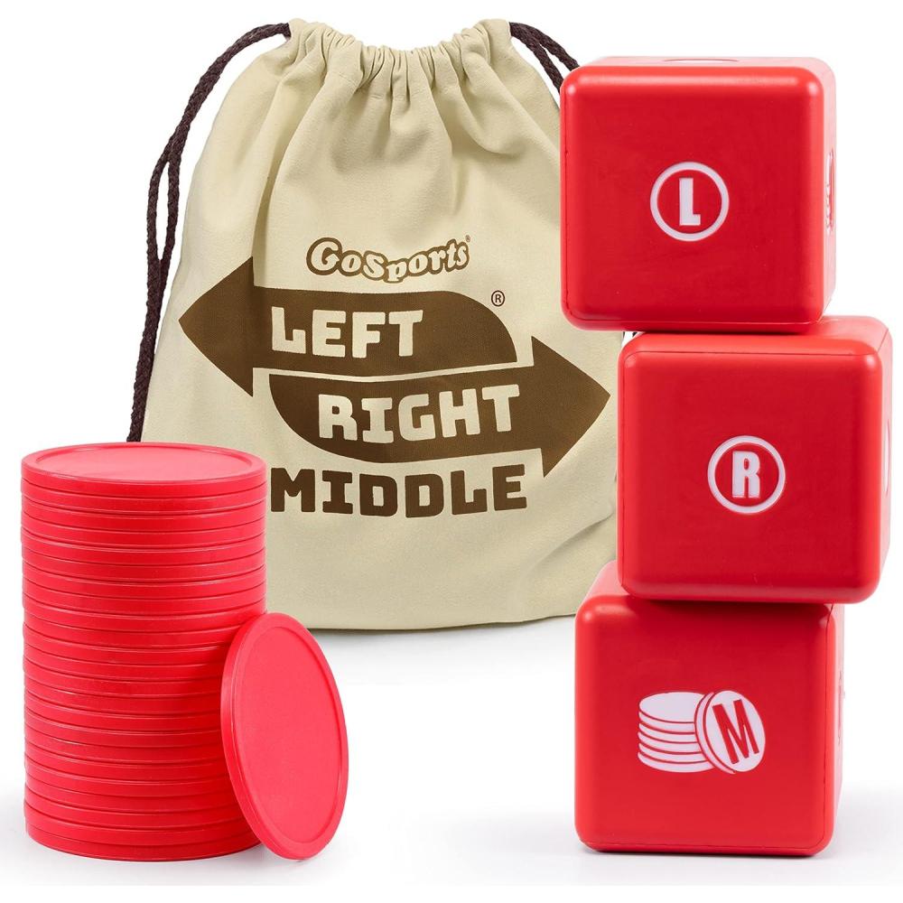 imageGoSports Left Right Middle Giant Dice Game Foam or Wood Dice 35quot for IndoorOutdoor PlayFoam Dice