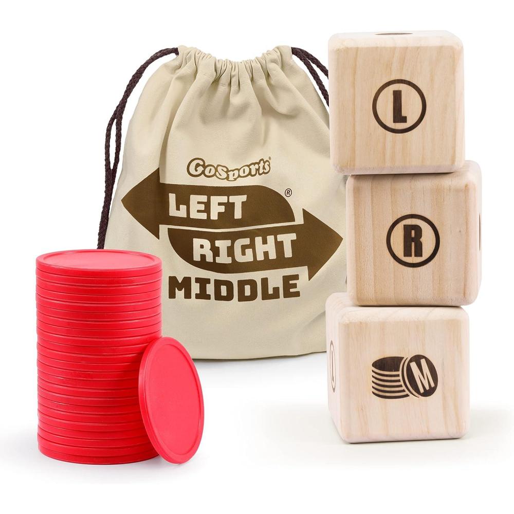 imageGoSports Left Right Middle Giant Dice Game Foam or Wood Dice 35quot for IndoorOutdoor PlayNatural