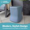 Coast Modern Outdoor Side Table Cooler- 2 in 1 Patio Decor Storage Table & Ice Chest – 25 QT – White, Gray, Sand, Stone Blue(Stone Blue)