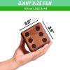 GoSports Giant Wooden Playing Dice Set with Rollzee and Farkle Scoreboard – Includes 6 Dice, Dry-Erase Scoreboard and Canvas Tote Bag – Choose 2.5 Inch or 3.5 Inch Dice)(3.5 Inch Stained Wood Dice)