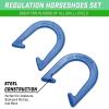 GoSports Steel Horseshoes Outdoor Game Set – Gold & Silver or Red & Blue – Official Size and Weight(Red & Blue)