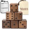 GoSports Giant Wooden Playing Dice Set with Rollzee and Farkle Scoreboard – Includes 6 Dice, Dry-Erase Scoreboard and Canvas Tote Bag – Choose 2.5 Inch or 3.5 Inch Dice)(3.5 Inch Stained Wood Dice)