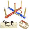 GoSports Premium Wooden Ring Toss Game with Carrying Case, Outdoor Fun for Kids and Adults