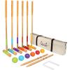 GoSports Six Player Croquet Set for Adults & Kids – Choose Deluxe (35″) or Standard (28″) – Modern Wood Design(Deluxe)