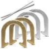 GoSports Steel Horseshoes Outdoor Game Set – Gold & Silver or Red & Blue – Official Size and Weight(Gold & Silver)