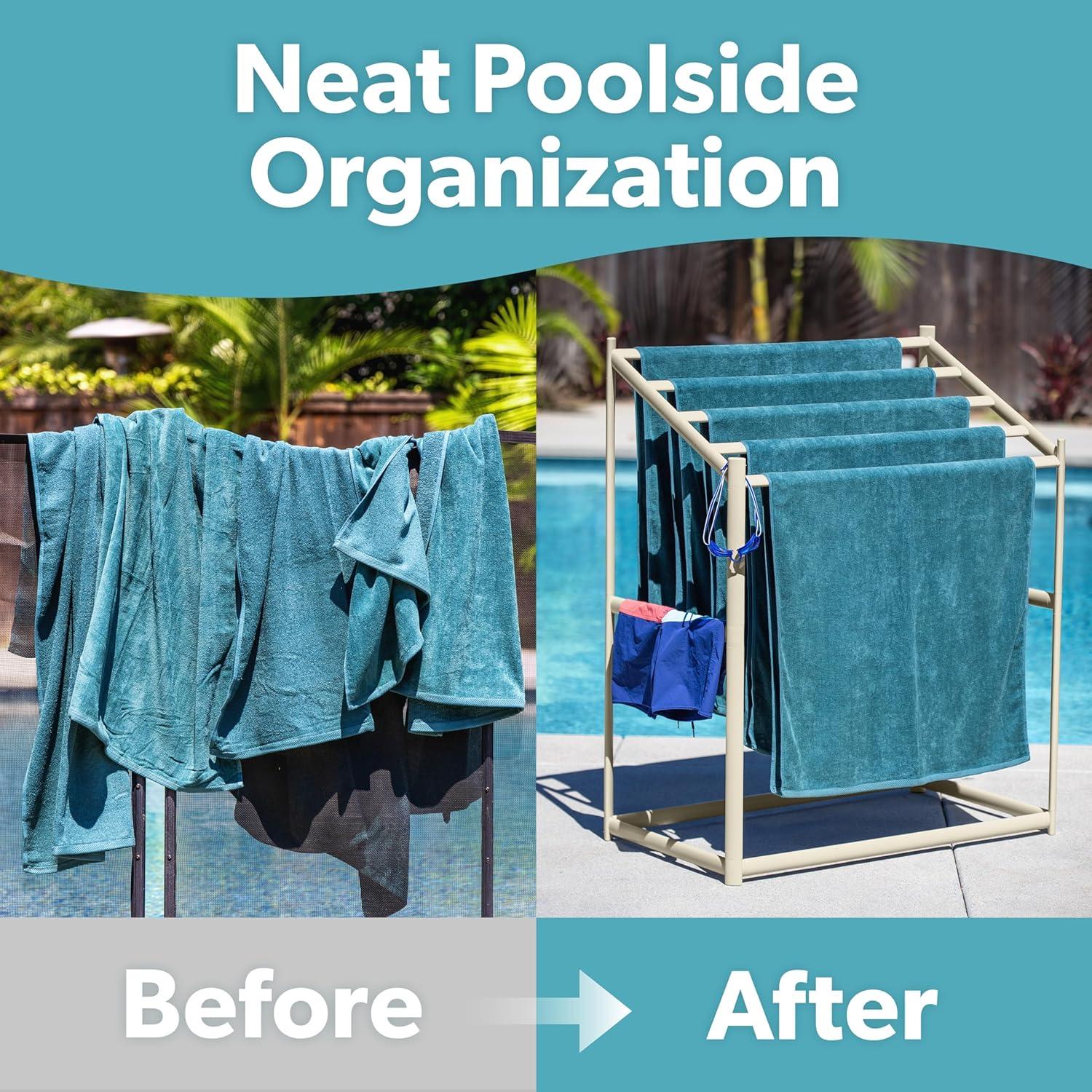 imageCoast Modern Pool Towel Rack Choose Your Color Outdoor ampamp Indoor 5 Beach Towel PVC Drying RackSand