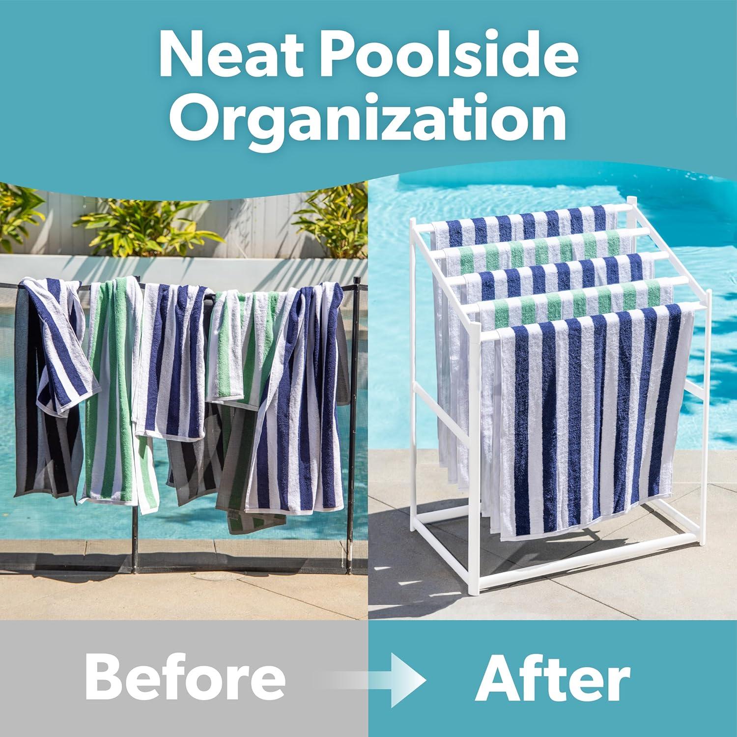 imageCoast Modern Pool Towel Rack Choose Your Color Outdoor ampamp Indoor 5 Beach Towel PVC Drying RackWhite