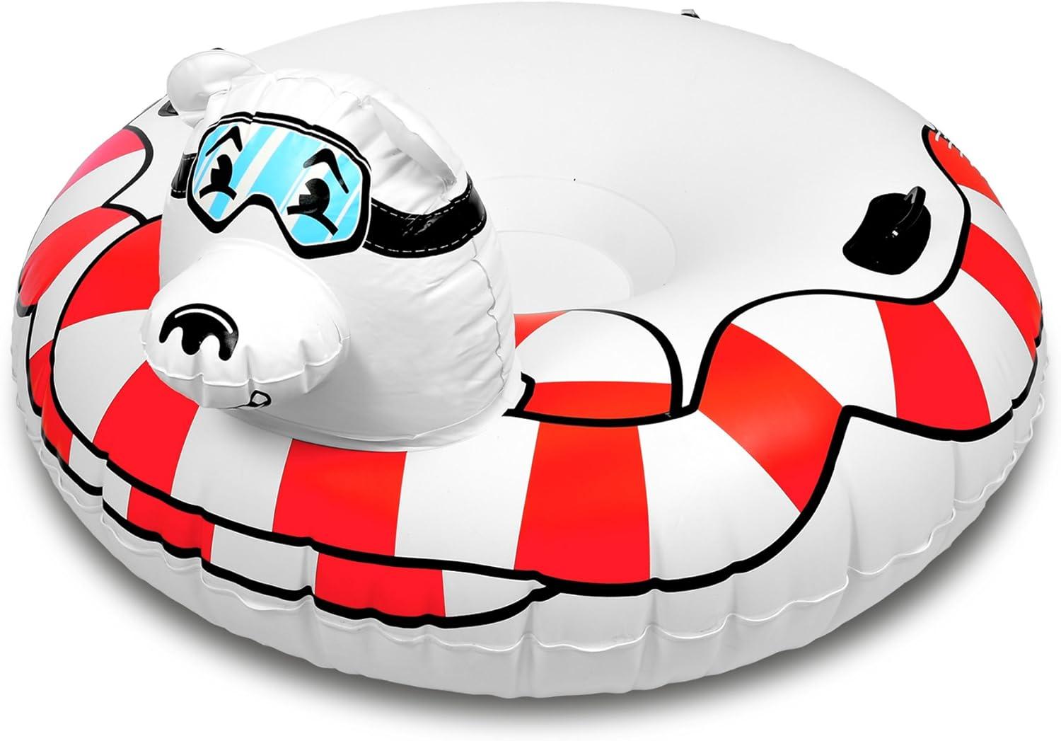 imageGoFloats Winter Snow Tube Inflatable Sled for Kids and Adults Choose from Unicorn Disneys Frozen Ice Dragon Polar Bear Penguin Flamingo