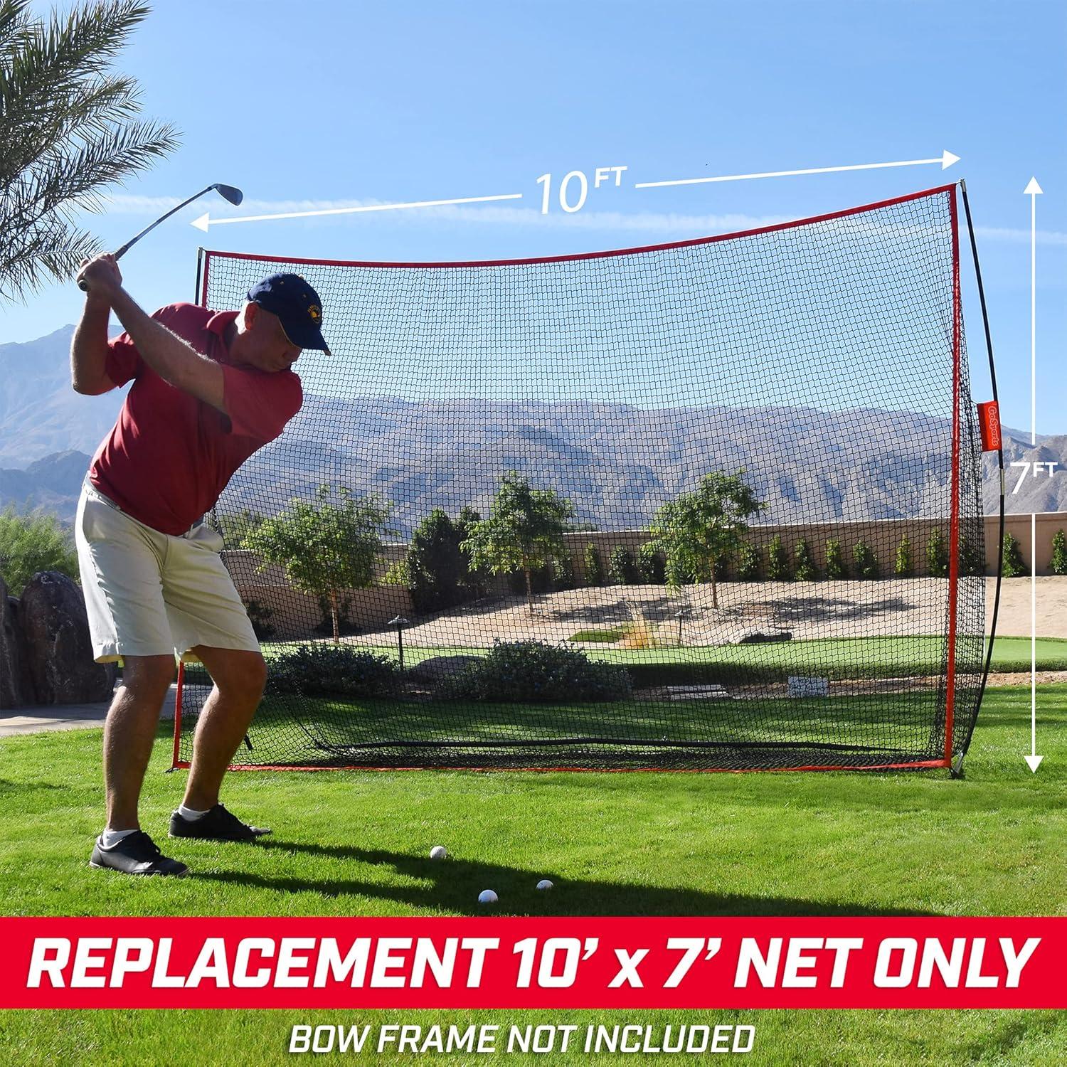 imageGoSports 10 ft x 7 ft Replacement Golf Net Compatible Brand 10 ftx7 ft Golf Net Bow Type Frame Not Included