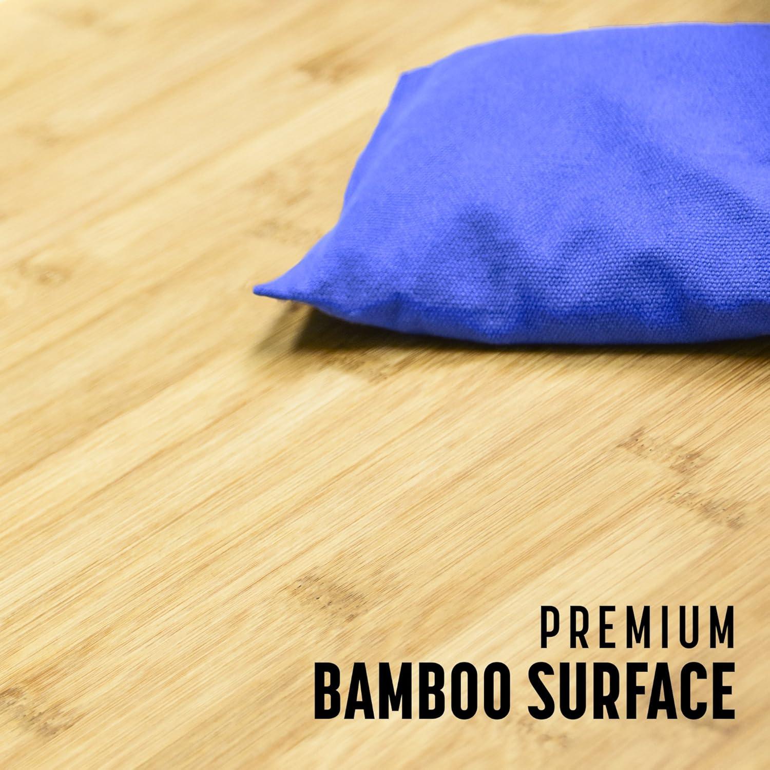 imageGoSports Bamboo Cornhole Toss Game Set with 8 Bean Bags ampamp Carrying Case Choose Regulation or Tailgate Size BoardsRegulation Size 4ft x 2ft