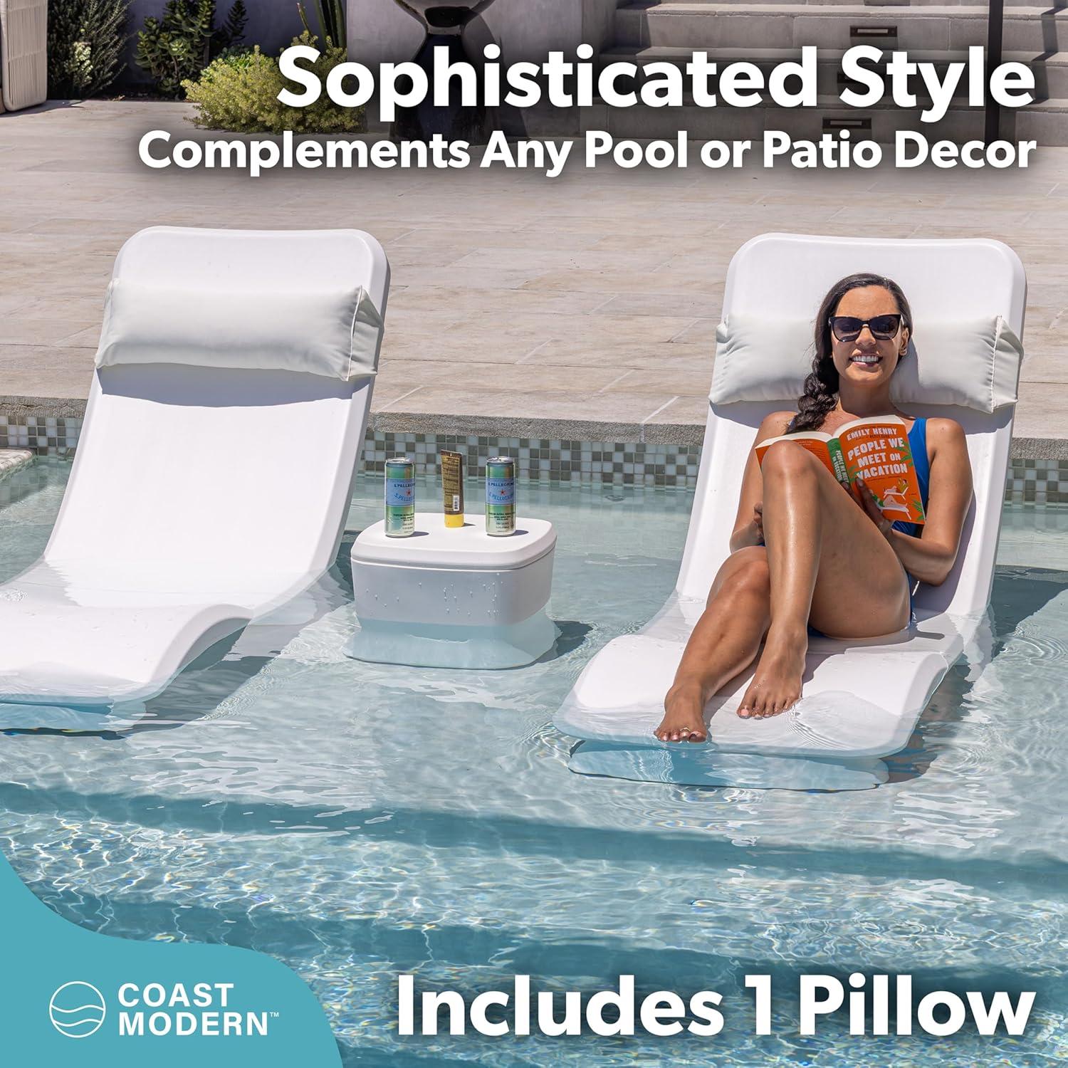 imageGoSports Coast Modern Outdoor Lounge Chair Pillow with Strap Waterproof Headrest Pillow for Pool Lounger ampamp Patio Chaise CushionsNatural