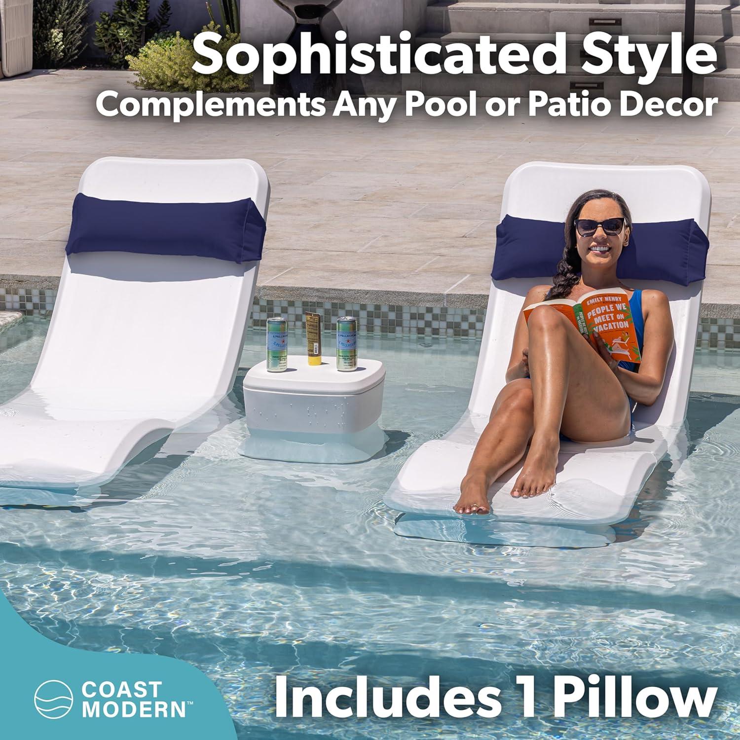 imageGoSports Coast Modern Outdoor Lounge Chair Pillow with Strap Waterproof Headrest Pillow for Pool Lounger ampamp Patio Chaise CushionsNavy