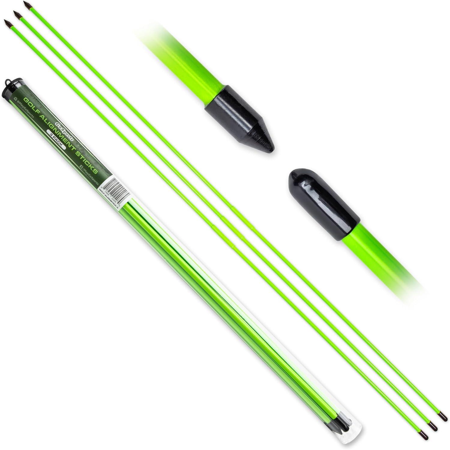 imageGoSports Golf Alignment Training Sticks Choose 2 Or 3 Pack 48 Inch Golf Alignment Aid Practice RodsGreen