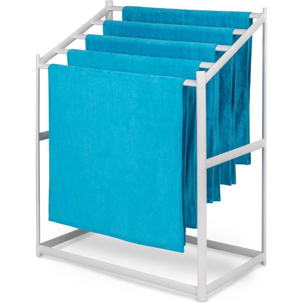 imageCoast Modern Pool Towel Rack Choose Your Color Outdoor ampamp Indoor 5 Beach Towel PVC Drying RackWhite