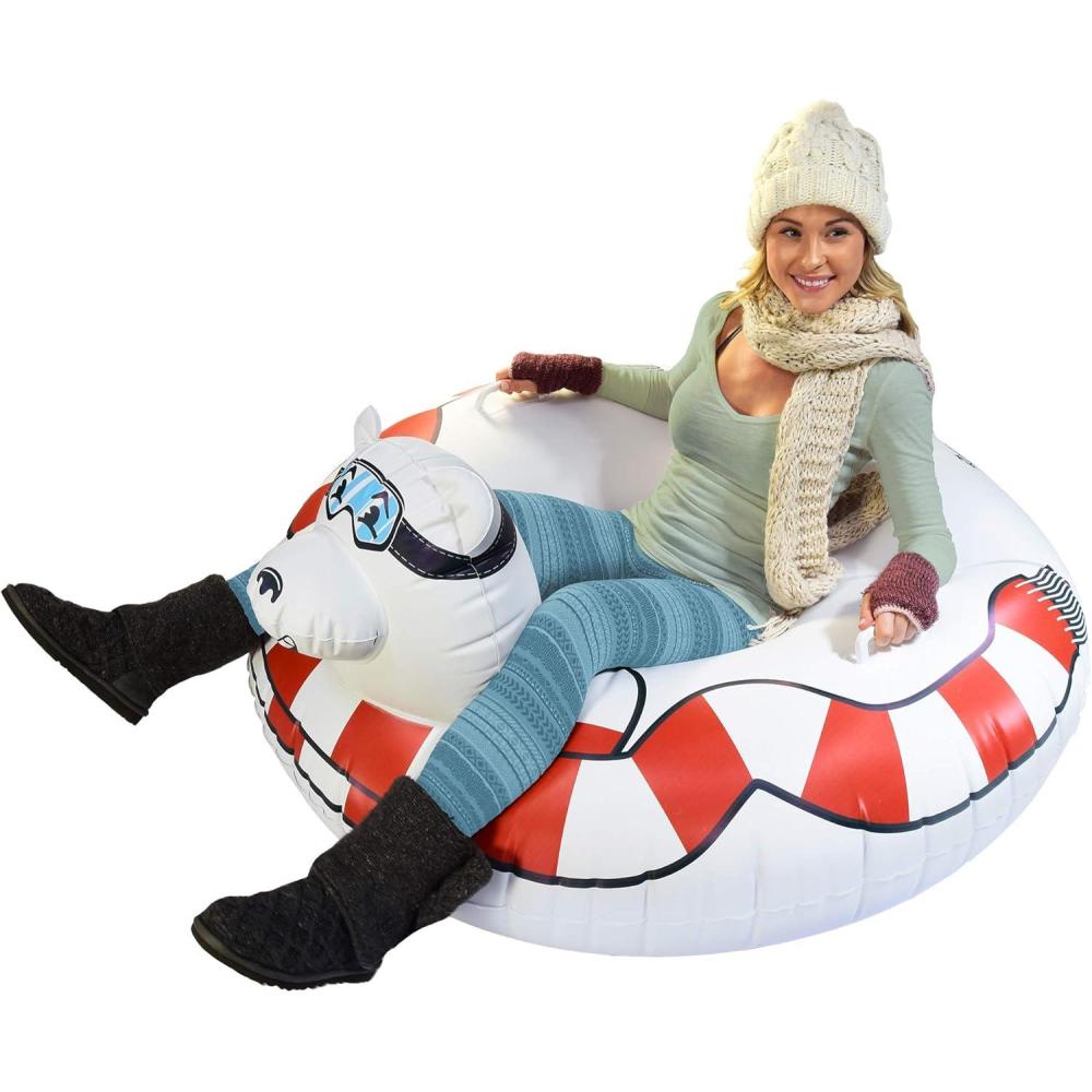 imageGoFloats Winter Snow Tube Inflatable Sled for Kids and Adults Choose from Unicorn Disneys Frozen Ice Dragon Polar Bear Penguin Flamingo