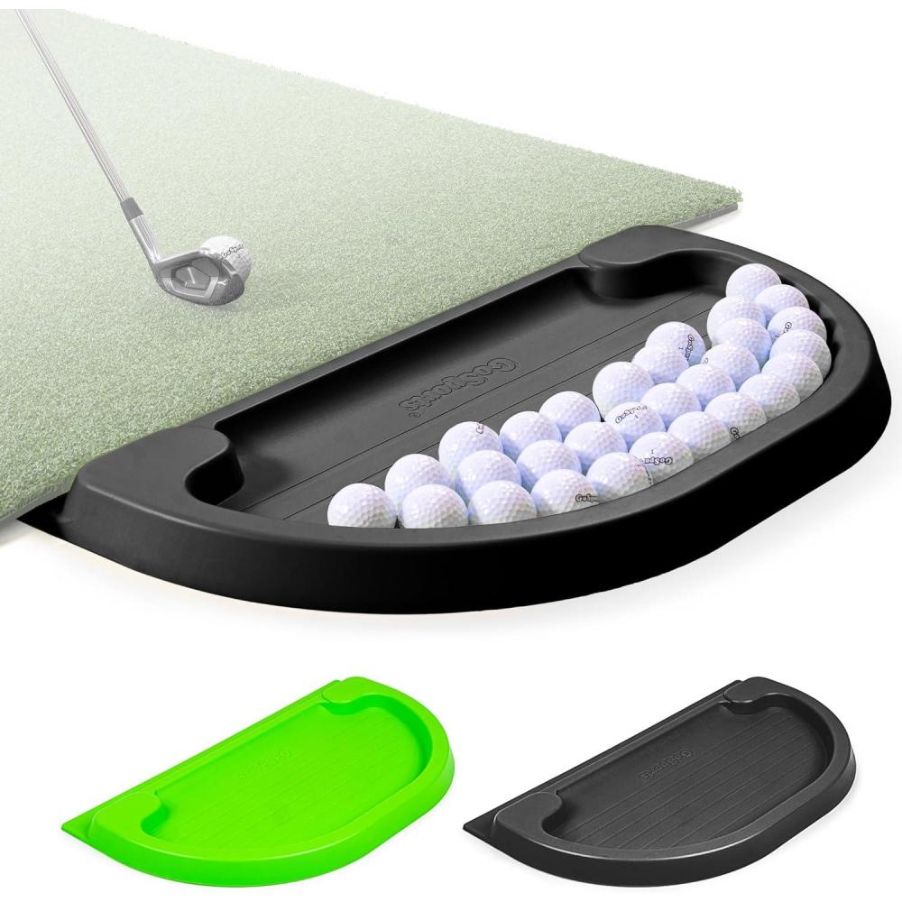 imageGoSports AllWeather Golf Ball Trays with 70 Ball Capacity Black or Green Compatible with All Hitting MatsBlack