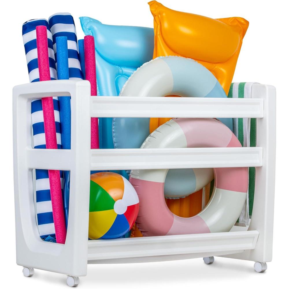 imageGoSports Coast Modern Pool Organizer for Floats and Toys Large Waterproof Storage Rack for Outdoor Pool Area