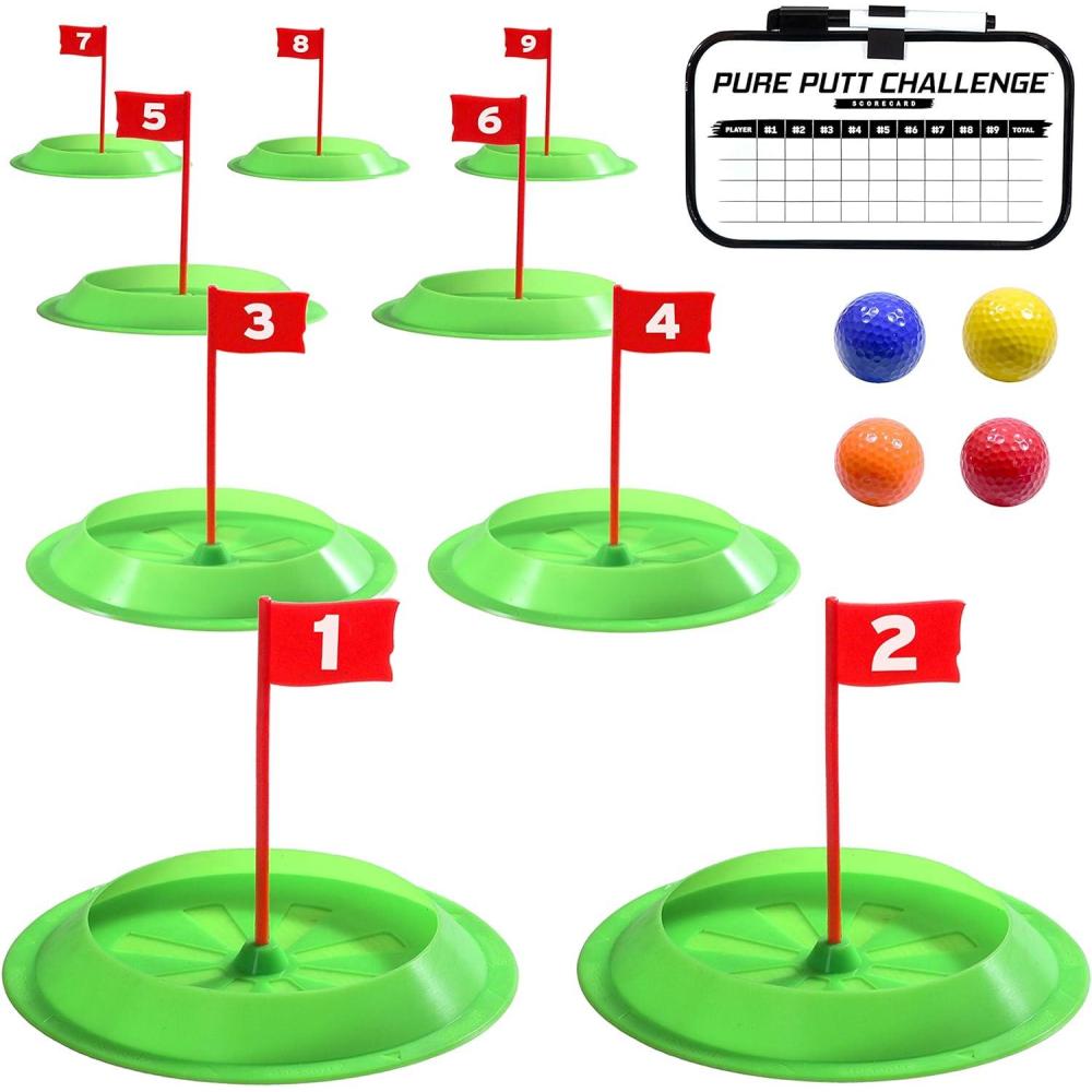 imageGoSports Pure Putt Challenge Mini Golf Game Build Your Own Course at Home The Office or On The Green Includes 9 Holes 4 Balls DryErase Scorecard Tote Bag ampamp Rules