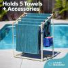 Coast Modern Pool Towel Rack – Choose Your Color – Outdoor & Indoor 5 Beach Towel PVC Drying Rack(Sand)