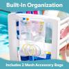 GoSports Coast Modern Pool Organizer for Floats and Toys – Large Waterproof Storage Rack for Outdoor Pool Area