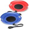 GoSports 29 Inch Heavy-Duty Winter Snow Saucer with Padded Seat and Hand Pull Strap – Choose Your Style(2 Pack: Red  Blue)