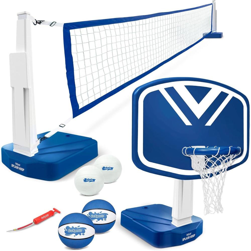 imageGoSports Splash Hoop 2in1 Pool Basketball Hoop ampamp Volleyball Net Game Set