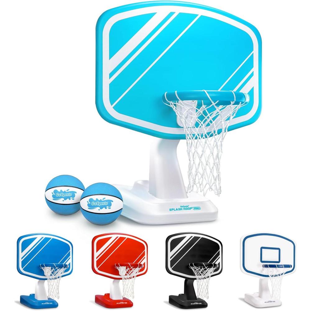 imageGoSports Splash Hoop PRO Swimming Pool Basketball Game Includes Poolside Water Basketball Hoop 2 Balls and Pump AquaAqua