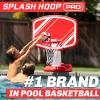 GoSports Splash Hoop PRO Swimming Pool Basketball Game, Includes Poolside Water Basketball Hoop, 2 Balls and Pump – Aqua(Red)