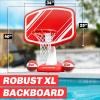 GoSports Splash Hoop PRO Swimming Pool Basketball Game, Includes Poolside Water Basketball Hoop, 2 Balls and Pump – Aqua(Red)