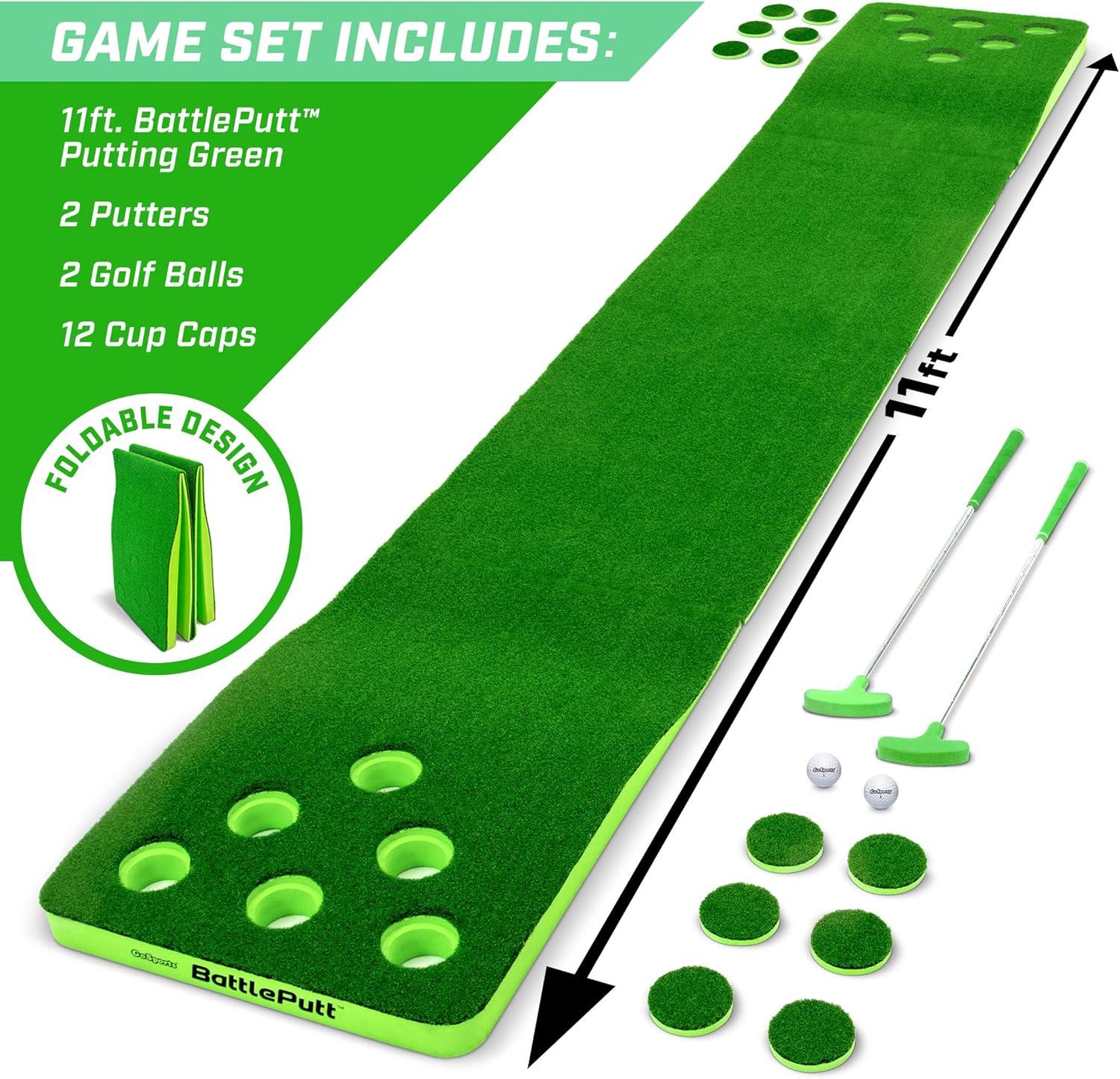 imageGoSports BattlePutt Golf Putting Game 2on2 Pong Style Play with 11 ft Putting Green 2 Putters and 2 Golf Balls