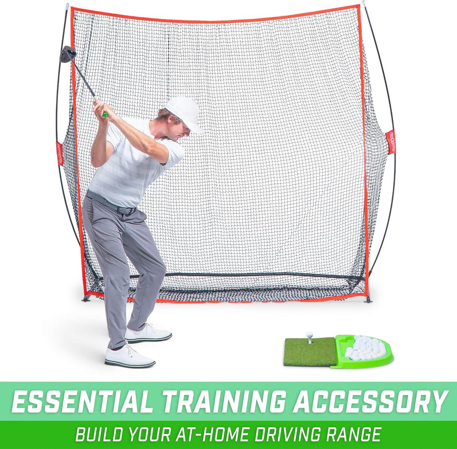 imageGoSports Golf Hitting Mat 2 x 1 Artificial Turf Mat for IndoorOutdoor Practice Includes 3 Rubber Tees