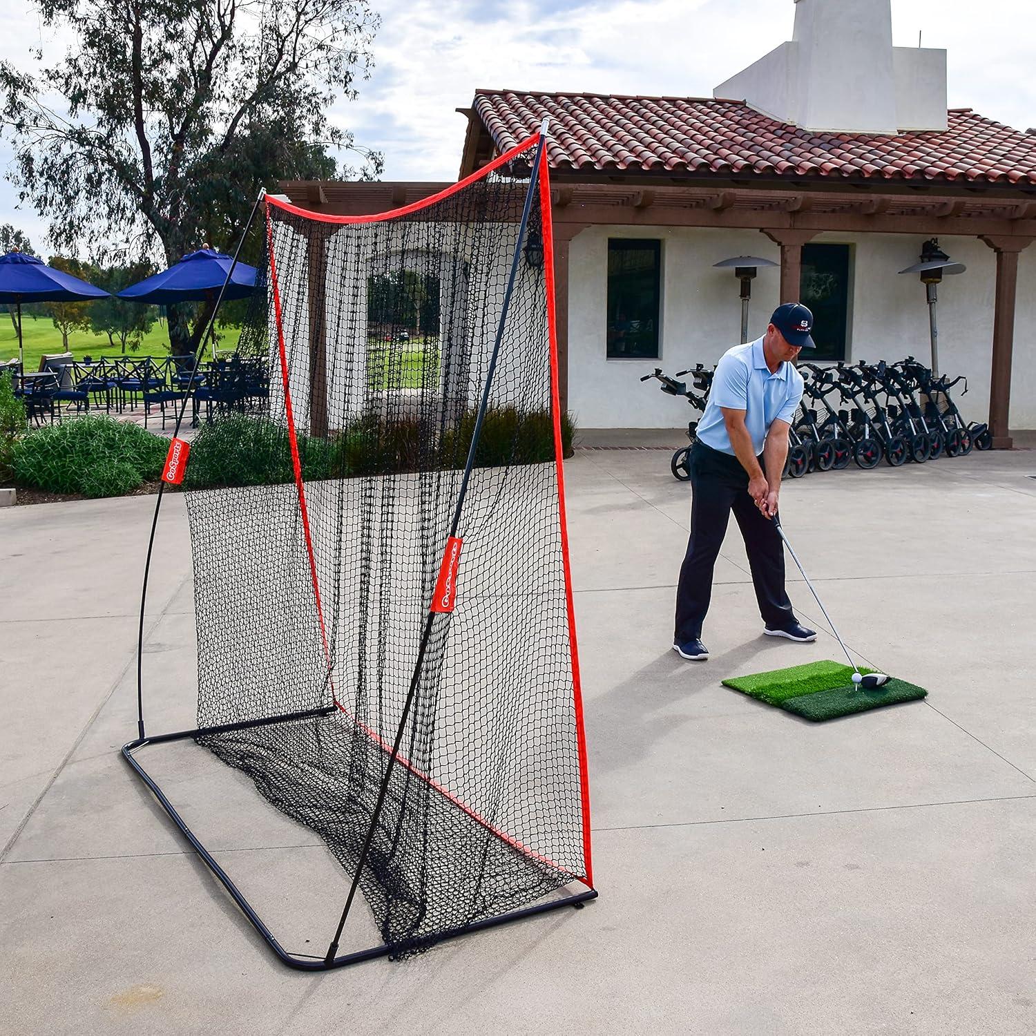 imageGoSports Golf Practice Hitting Net Choose Between Huge 10 x 7 ft or 7 x 7 ft Nets Personal Driving Range for Indoor or Outdoor Use Designed by Golfers for GolfersRed