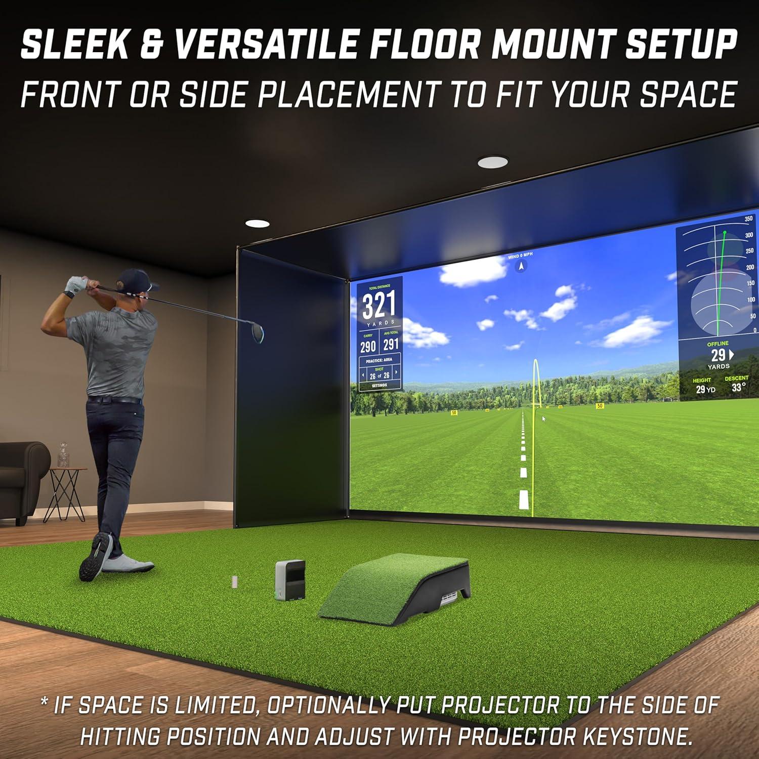 imageGoSports Golf Simulator Projector Cover with Turf Floor Mounted Enclosure for LED Projectors