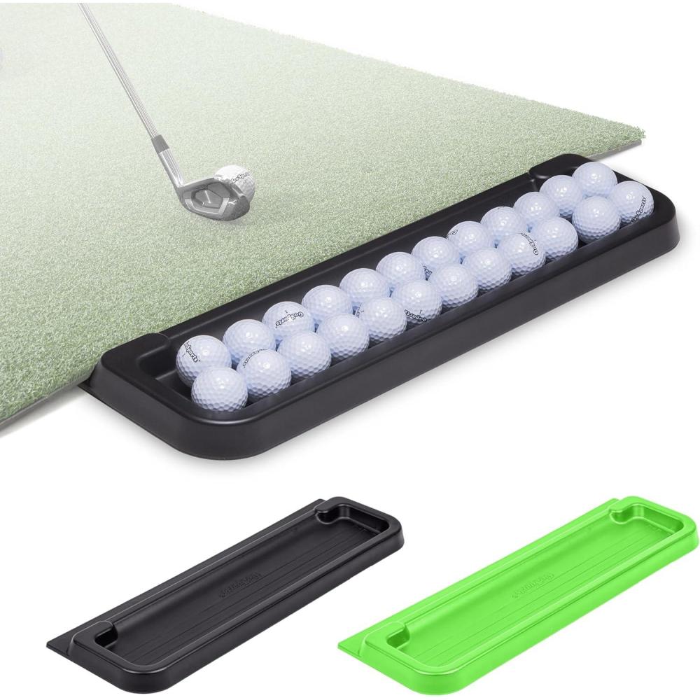 imageGoSports AllWeather Golf Ball Tray with 24 Ball Capacity  Black or Green  Compatible with All Hitting MatsBlack