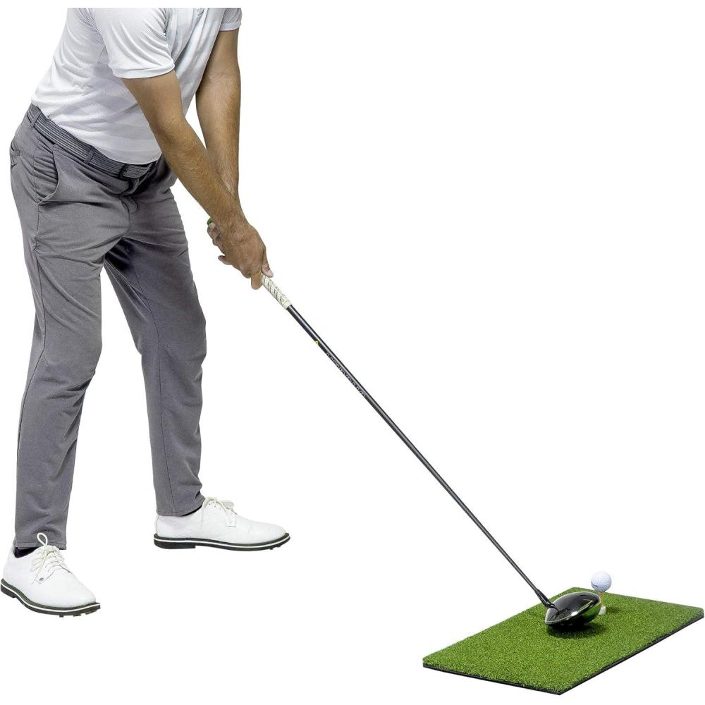 imageGoSports Golf Hitting Mat  2 x 1 Artificial Turf Mat for IndoorOutdoor Practice  Includes 3 Rubber Tees