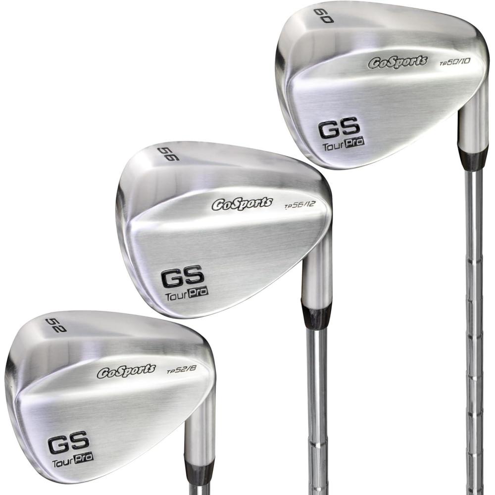 imageGoSports Tour Pro Golf Wedge Set Mens Right Handed 52 Gap Wedge 56 Sand Wedge and 60 Lob Wedge in Satin or Black FinishBrushed Set 52 56 60