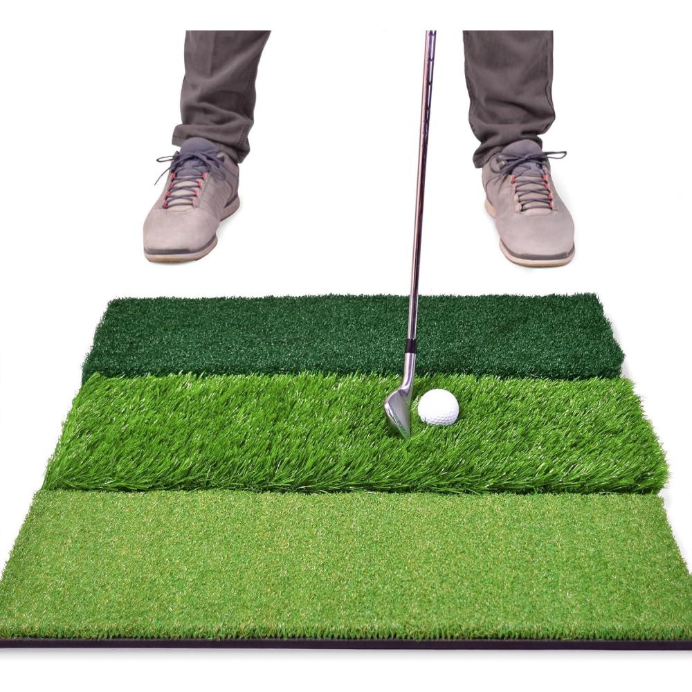imageGoSports TriTurf XL Golf Practice Hitting Mat Huge 24 Inch x 24 Inch for Optimal Practice