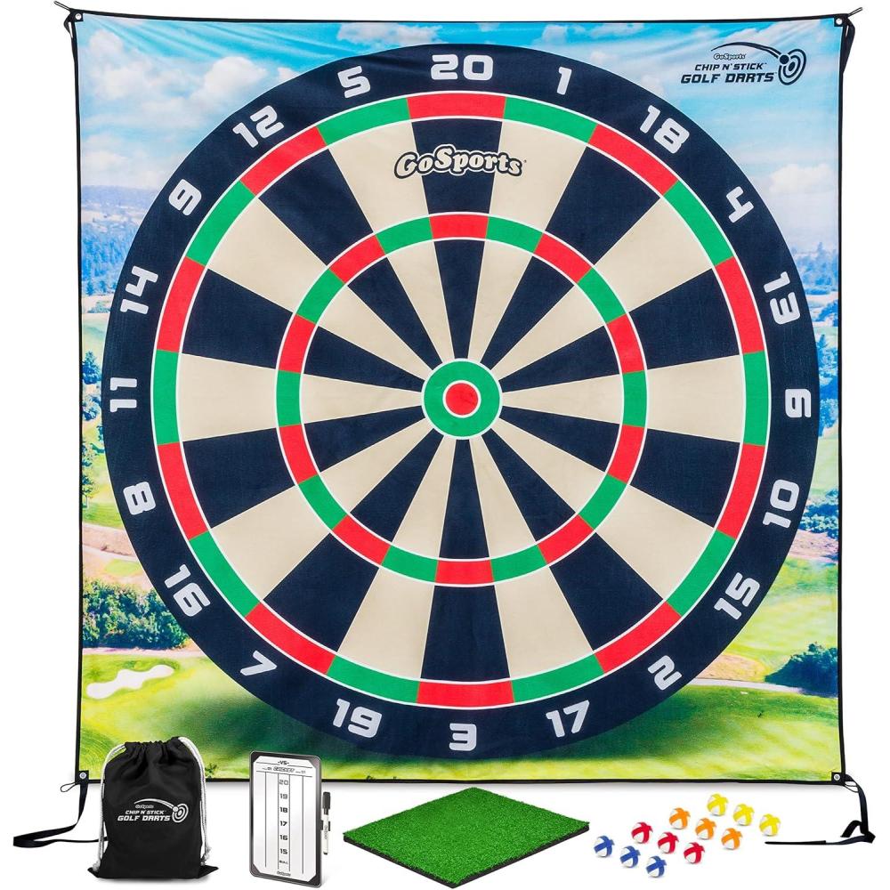 imageThe Original GoSports Chip N Stick Choose Classic Darts or Islands Giant Golf Games with Balls and Chipping MatBlack Multi