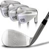 GoSports Illegal Max Spin Golf Wedge Set – Men’s Right Handed Sand, Lob, Gap Wedge, Brushed Stainless