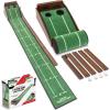 GoSports Pure Putt Golf 9 ft Putting Green Ramp – Black or Brown – Premium Wood Training Aid for Home & Office Putting Practice – Includes 4 Golf Balls(Brown)